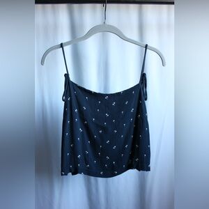 Brandy Melville, Palm Tree Dena Tank, Navy, ONE SIZE.